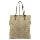 Fendi Zucchino Beige Canvas Tote Bag