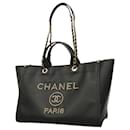 Chanel Black Tote Bag Deauville in Grained Calfskin