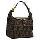 FENDI Zucca Canvas Shoulder Bag Black Brown gold Auth 117748 - Fendi