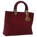Christian Dior Canage Hand Bag Nylon Red Gold Auth yk17916