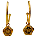 Fendi Vintage Gold Plated Hoop Charm Earrings