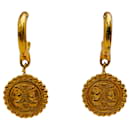 Fendi Vintage Gold Plated Coin Drop Earrings