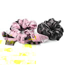 Fendi Silk Zucca Ribbon Motif Hair Scrunchies