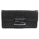 Fendi Long Wallet in Black Canvas and Leather