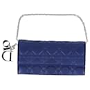 Dior Cannage Lady Dior Rendez-Vous Wallet in Blue Leather
