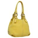 PRADA Hand Bag Leather Yellow Silver Auth 118333 - Prada