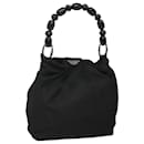 Christian Dior Maris Pearl Shoulder Bag Nylon Black Silver Auth BA1374