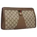 GUCCI GG Supreme Web Sherry Line Clutch Bag PVC Beige 89 01 033 Auth 117897 - Gucci