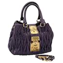 Miu Miu Materasse Hand Bag Leather 2way Purple Auth 117773