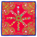 Hermes Red / Blue Arabesque Silk Scarf - Hermès