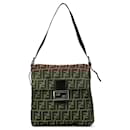 Sac à épaule en toile Zucca marron Fendi