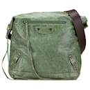 Balenciaga Green Lambskin Motocross Classic Day Messenger Bag