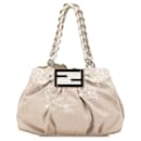 Fendi Brown Floral Embroidered Canvas Mia Chain Tote