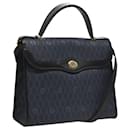 Christian Dior Honeycomb Canvas Hand Bag PVC Leather 2way Gold Navy Auth BA1515