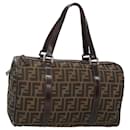 FENDI Zucca Canvas Hand Bag Black Brown Auth 118072 - Fendi
