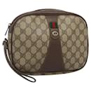 GUCCI GG Supreme Web Sherry Line Bag PVC Beige Gold 156 01 034 Auth BA1389 - Gucci