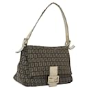 FENDI Zucchino Canvas Mamma Baguette Shoulder Bag Gray Gold Auth BA1014 - Fendi