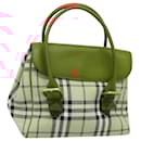 BURBERRY Nova Check Hand Bag Canvas Beige Gold Auth BA1387 - Burberry