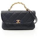 Chanel Lambskin Top Handle Matelasse Shoulder Bag AS2176