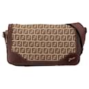 Fendi Brown Zucchino Canvas Shoulder Bag