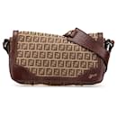 Fendi Brown Zucchino Canvas Shoulder Bag