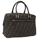 FENDI Zucca Canvas Hand Bag Black Brown gold Auth ar13453 - Fendi