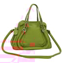 Chloe Paraty Hand Bag Leather 2way Orange Gold Auth sw299 - Chloé