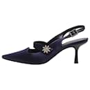Blue satin heels with diamante detail - size UK 4.5 - Autre Marque