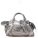Balenciaga Silver XS Metallic Lambskin Motocross Neo Cagole