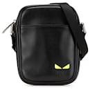 Fendi Black Small Leather Monster Bug Crossbody