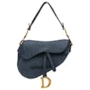 Dior Blue Oblique Embroidered Denim Saddle Bag