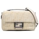 Fendi Brown FF Chenille et Vitello Seta Chaîne Midi Baguette