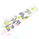 Hermès White Garde Robe Pop Silk Twilly Scarf