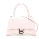 Balenciaga Pink Small Leather Hourglass Top Handle Bag