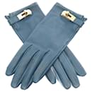 Hermes Kelly Homage Blue Lambskin Gloves - Hermès