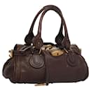 Chloe Paddington Shoulder Bag Leather Brown Gold Silver Auth sw297 - Chloé