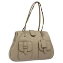 FENDI Celeria Tote Bag Leather Beige Auth 117585 - Fendi
