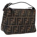 FENDI Zucca Canvas Hand Bag Black Brown Silver Auth ar13419 - Fendi