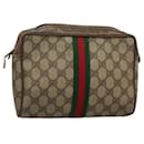 GUCCI GG Supreme Web Sherry Line Clutch Bag PVC Beige Red 56 01 012 Auth BA1131 - Gucci