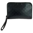 Gucci Guccissima Black Leather Clutch Bag