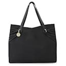 Fendi Zucchino Canvas Leather Black Tote Bag