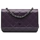 Chanel Purple Classic Patent Wallet On Chain