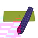 Hermes Silk Cravat in Navy and Pink - Hermès
