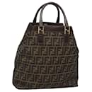 FENDI Zucca Canvas Tote Bag Black Brown gold Auth bs24709 - Fendi