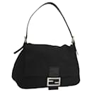 FENDI Mamma Baguette Shoulder Bag Nylon Black Silver Auth ac3785 - Fendi