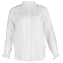  Sandro Paris Ruffled Shirt in White Silk