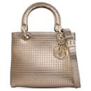 Dior Gold Medium Metallic Patent Microcannage Lady Dior