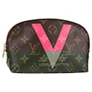 LOUIS VUITTON Monogram V Line Pochette Cosmetic PM Pouch Pink LV Auth 120232AM - Louis Vuitton