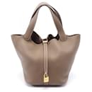 Hermes Taurillon Clemence Picotin Lock Handbag Brown YAM012UH Stamp Y (2020) - Hermès