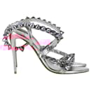  Christian Louboutin Spikita 100 Sandal Heels in Pink Leather